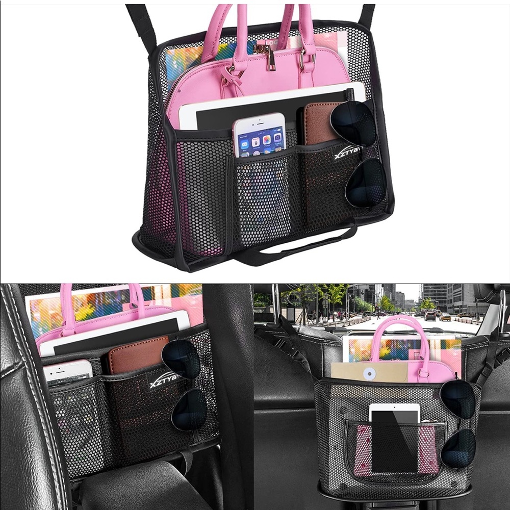 Purse organizer for car- black mesh new in bag